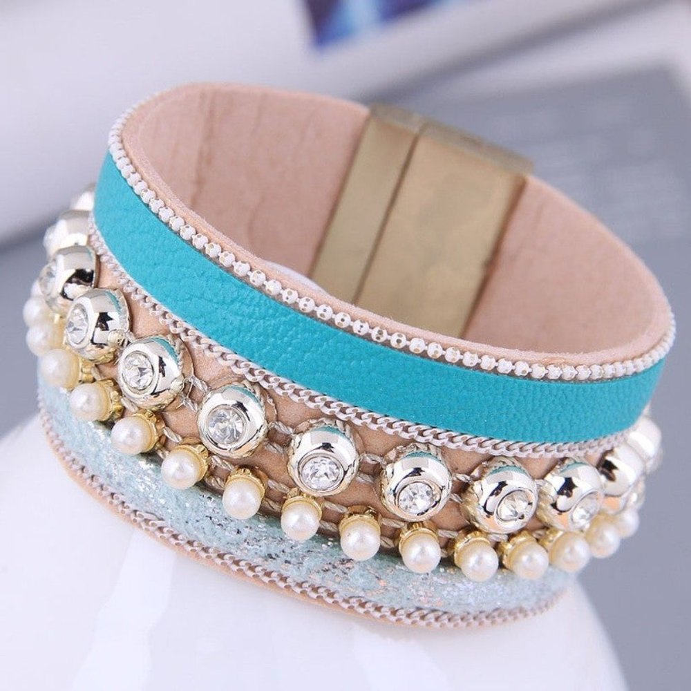Magnetic Cuff Bracelet - Teal, Pink or Tan - Picture 4 of 4